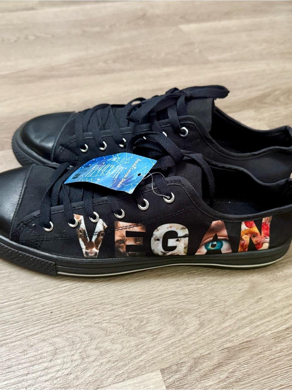 NWT Custom Vegan Graphic Canvas Sneakers